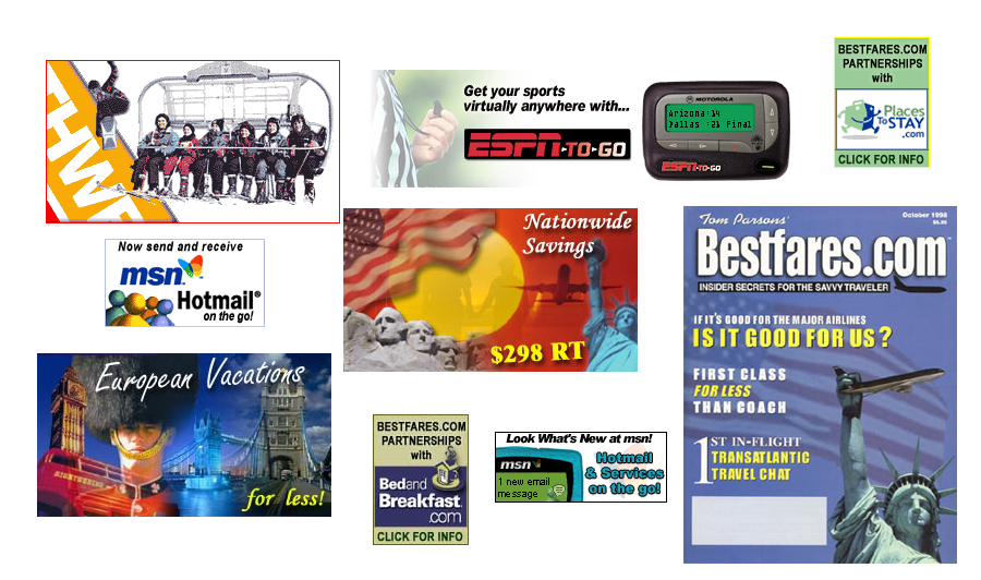 MSN, ESPN, Southwest & Bestfares.com web and print ads created by our lead designers.